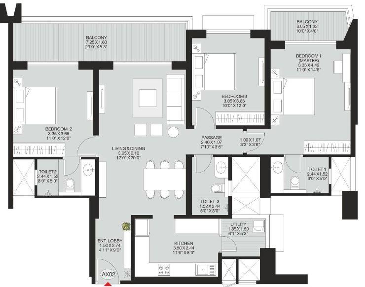 2 BHK Floor Plan